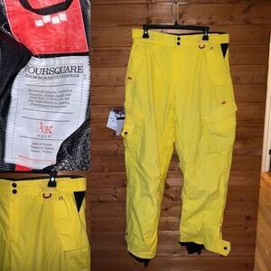 Bright yellow Foursquare  vintage y2k snowboard cargo pants